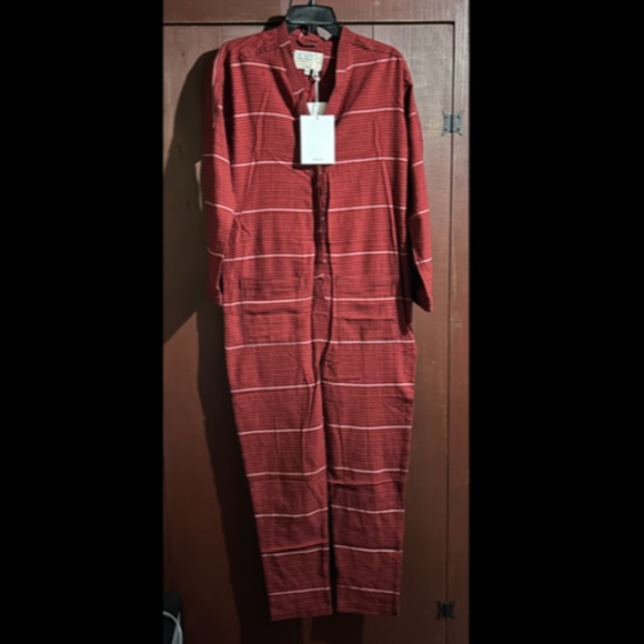 Sandrine Rose X Free People Striped Oversized Kimono Jumpsuit Red Size XS - Picture 1 of 16